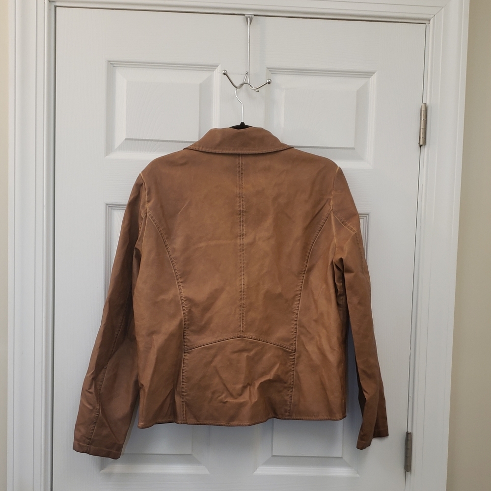 Bagatelle, Brown faux leather jacket, collar, zipper front, SZ XL - Picture 8 of 16